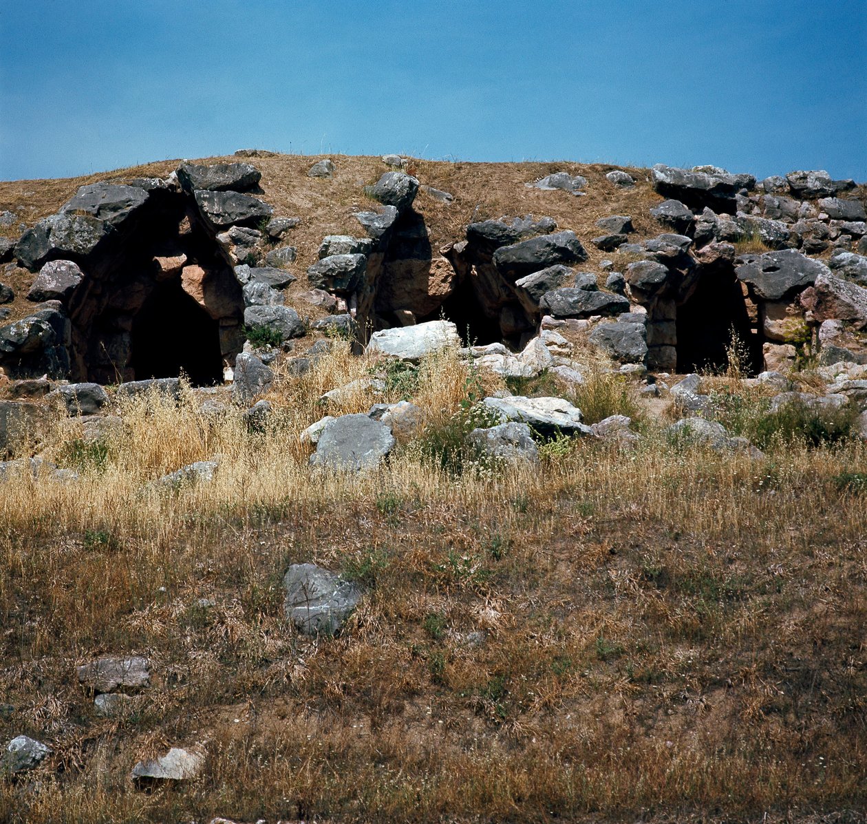 Myceense kunst: huizen gebouwd in de vestingwerken van de stad Tiryns, rond 1200 v.Chr. door Mycenaean