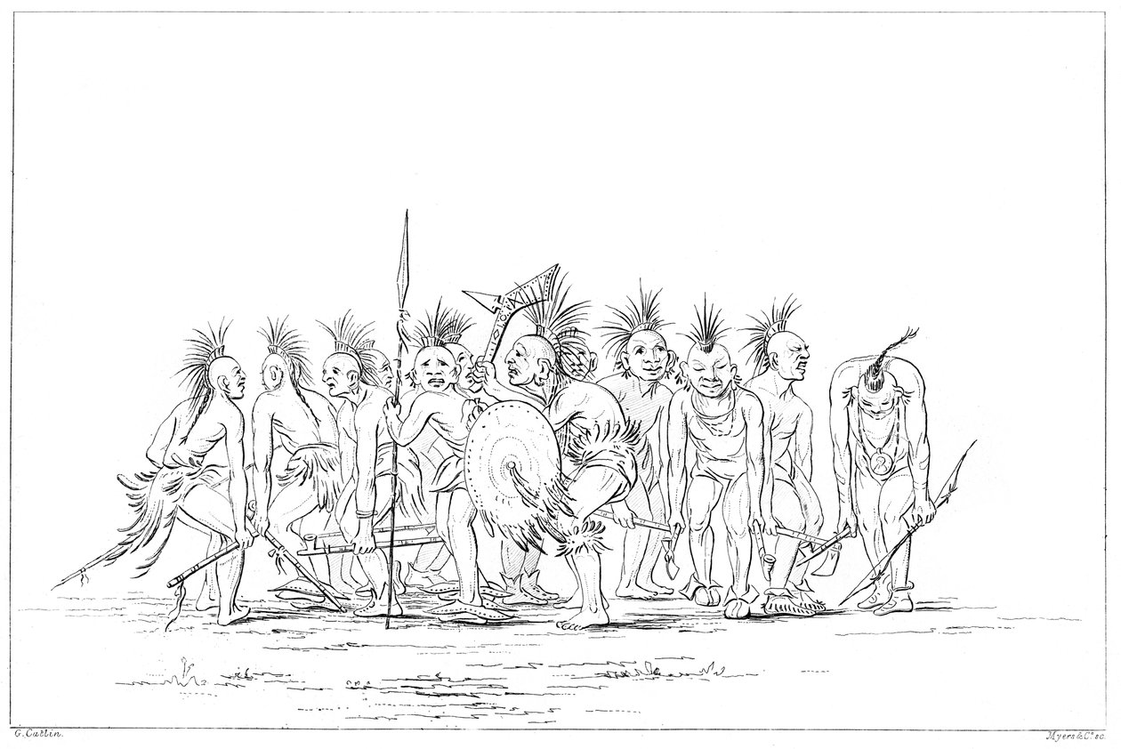 Bedeldans, Sac en Fox, Rock Island, Boven Mississippi, 1841 door Myers and Co