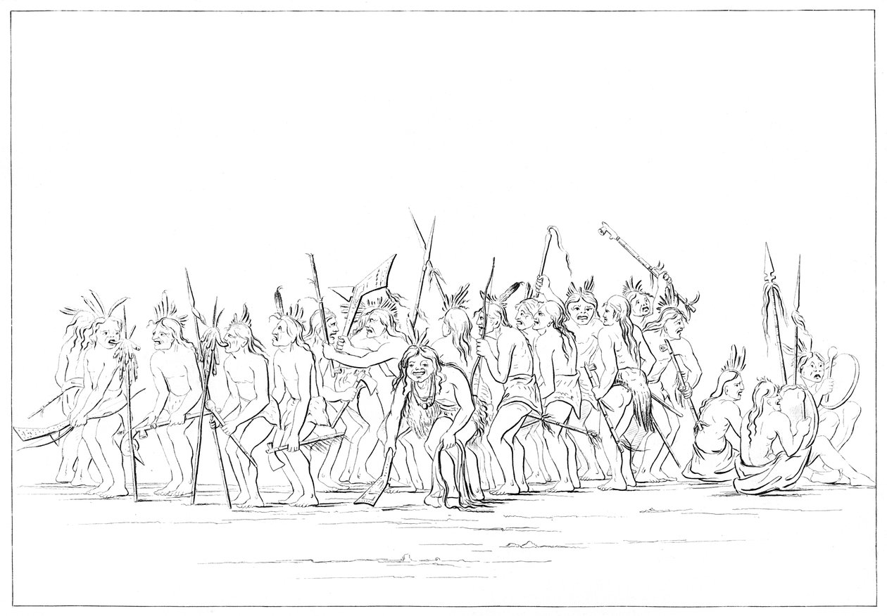 Hondendans van de Sioux, 1841 door Myers and Co
