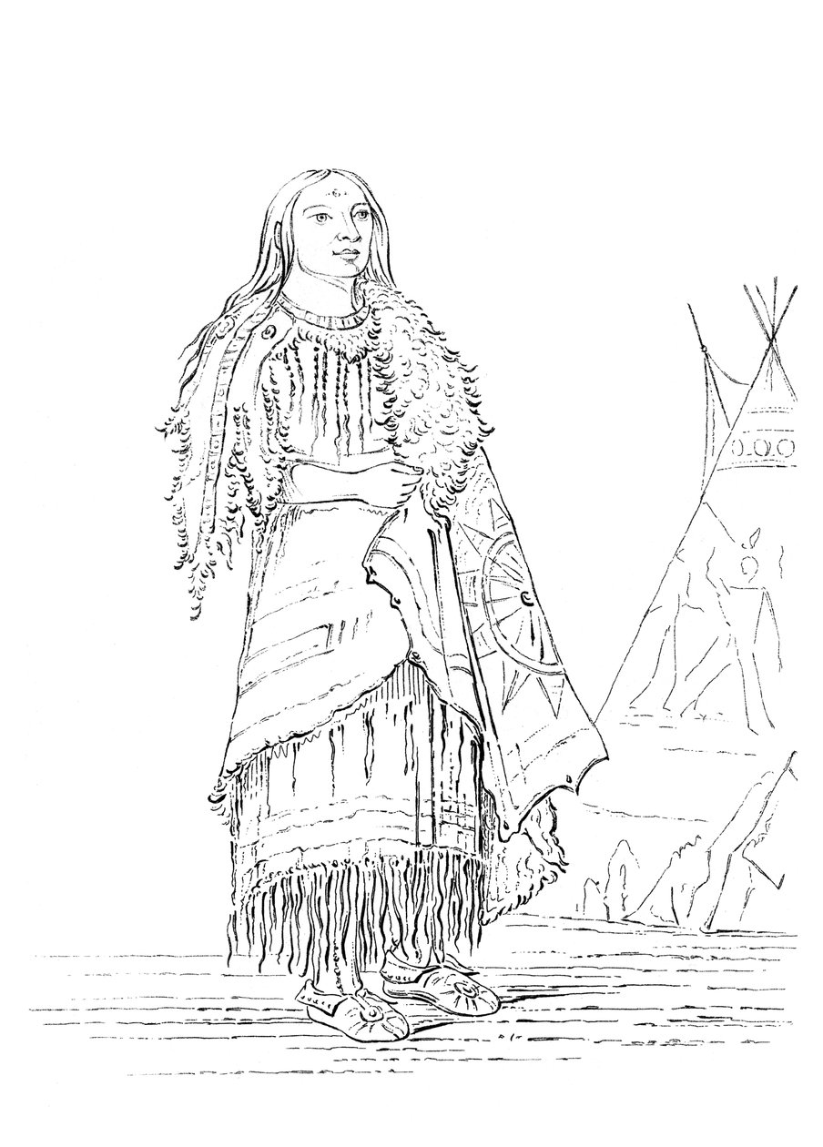 Portret van Vrouw Die Velen Treft, Inheemse Amerikaanse vrouw door Myers and Co