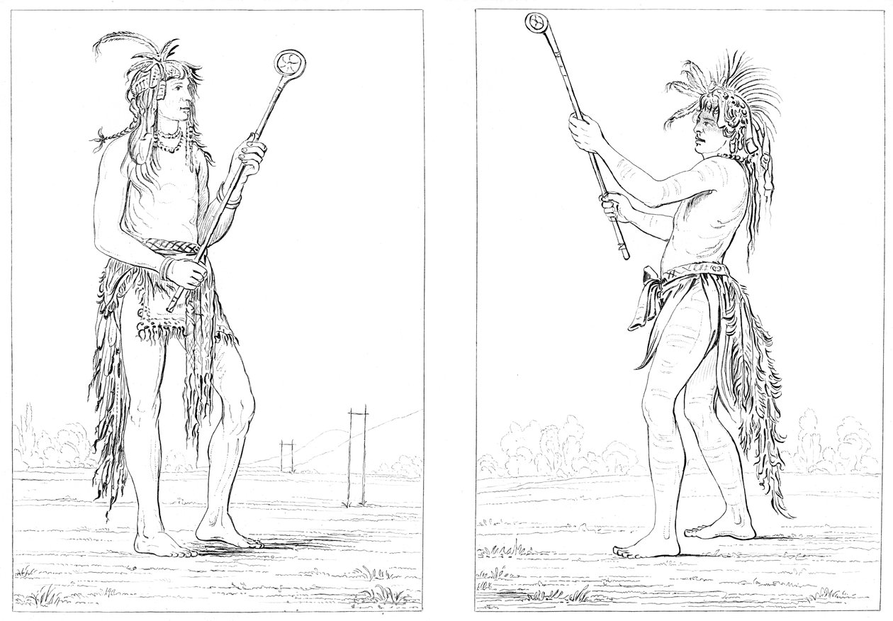 Sioux balspelers, 1841 door Myers and Co