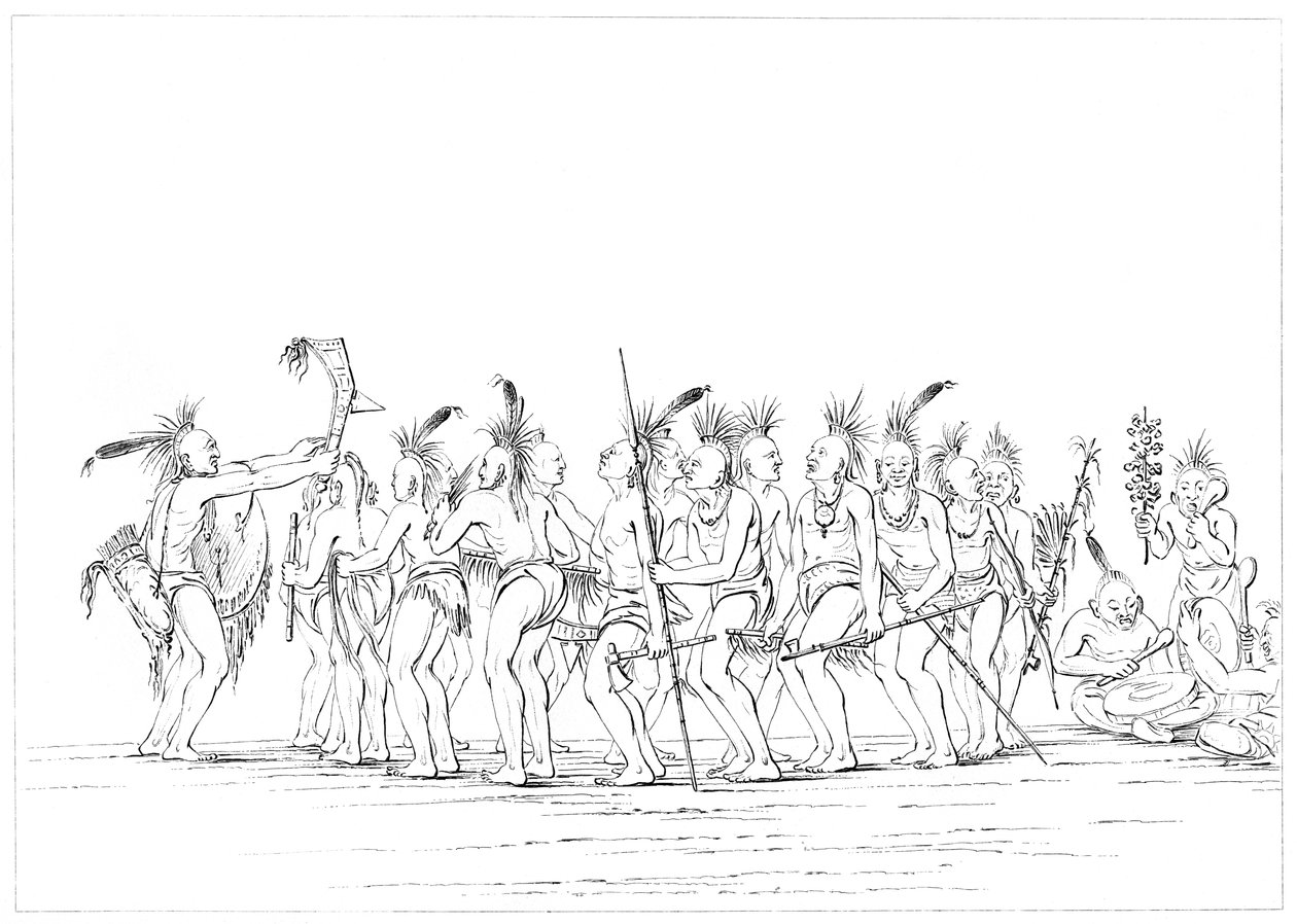 Slavendans, Sac en Fox, Rock Island, Boven-Mississippi, 1841 door Myers and Co