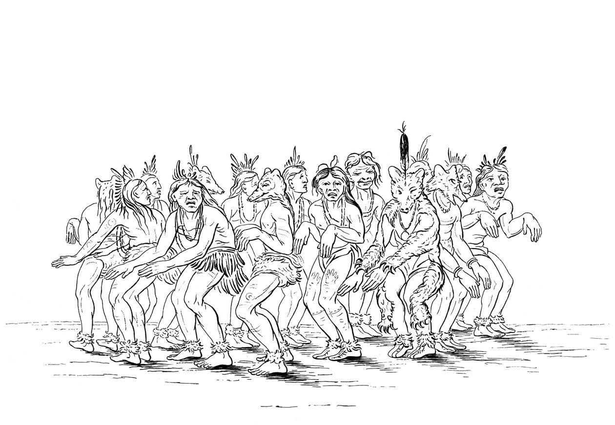 De Sioux-stam voert een berendans uit, 1841 door Myers and Co