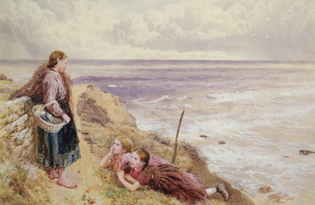 Op de Kliffen van Cullercoats door Myles Birket Foster