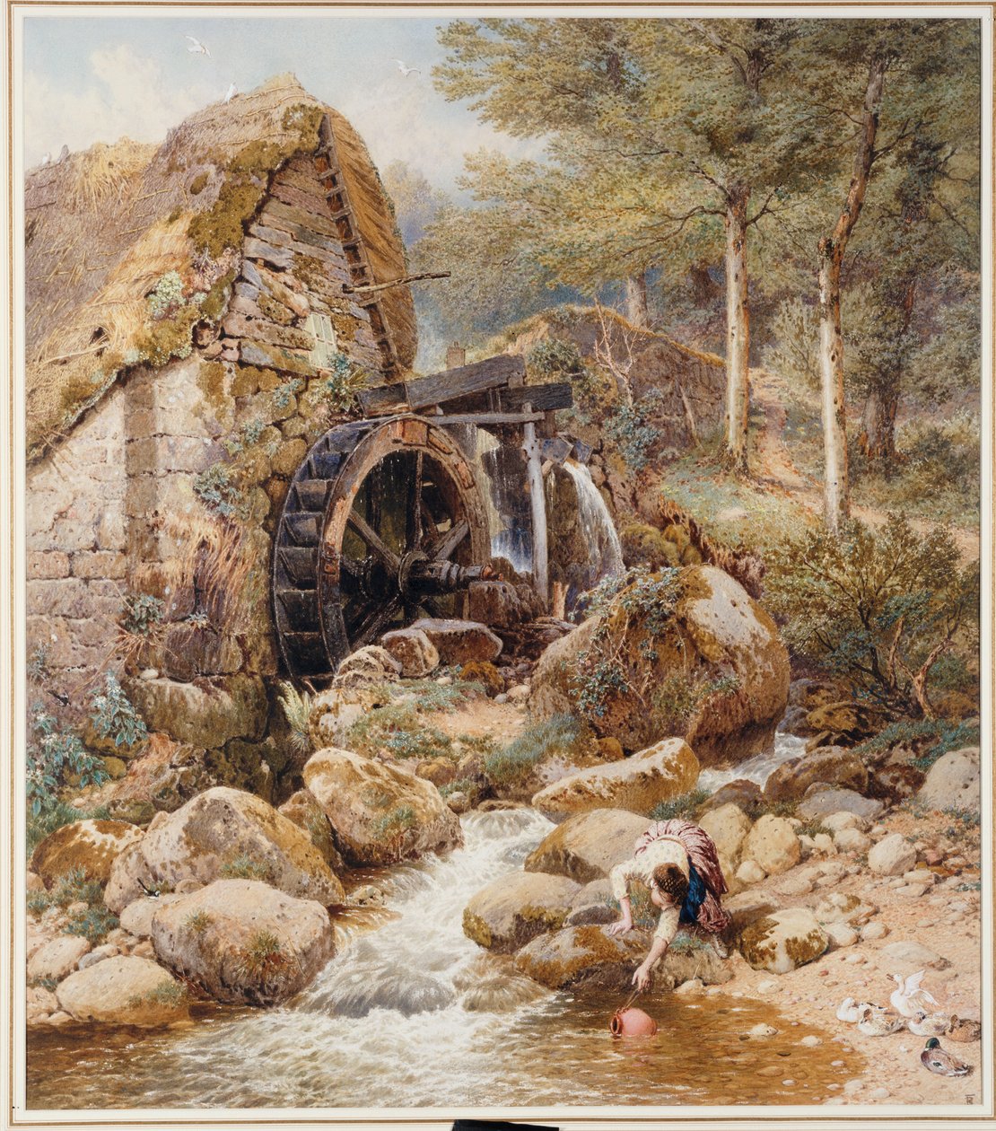 Een oude watermolen door Myles Birket Foster