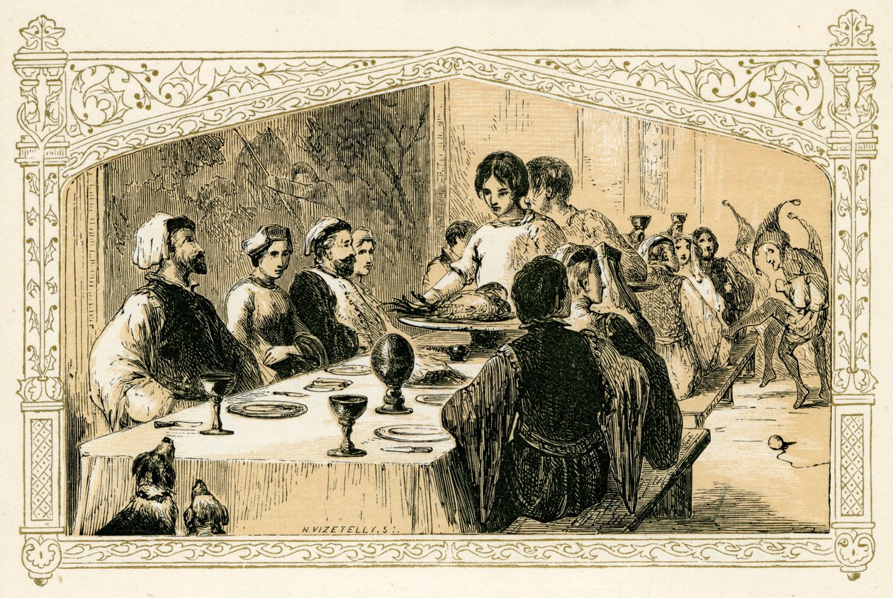 Middeleeuws kerstfeest door Myles Birket Foster
