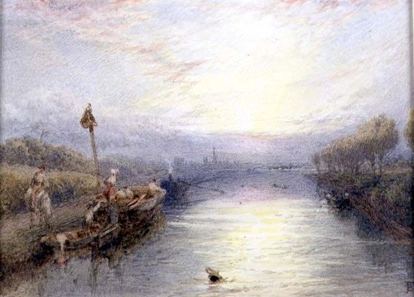 Rivierlandschap door Myles Birket Foster