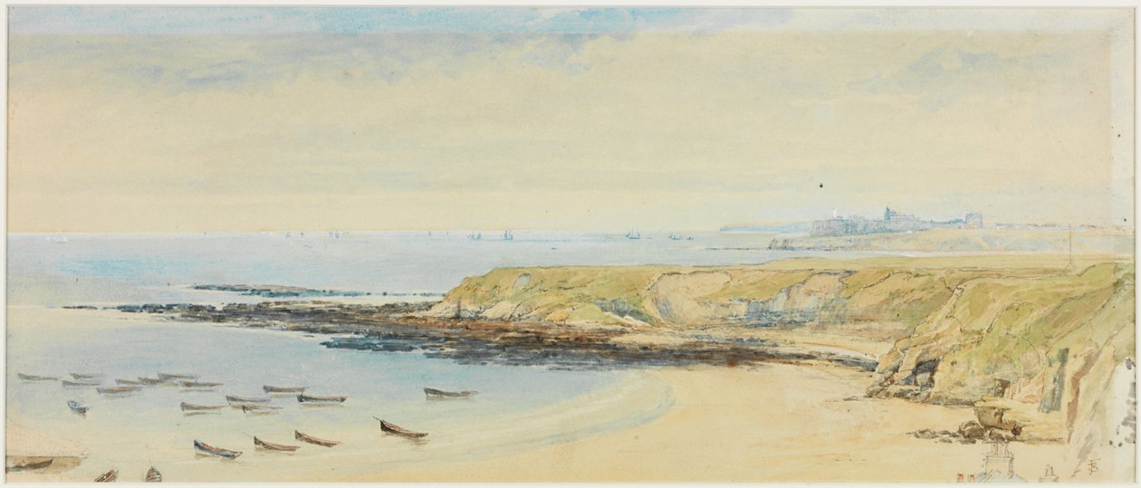 Tynemouth vanuit Cullercoats door Myles Birket Foster