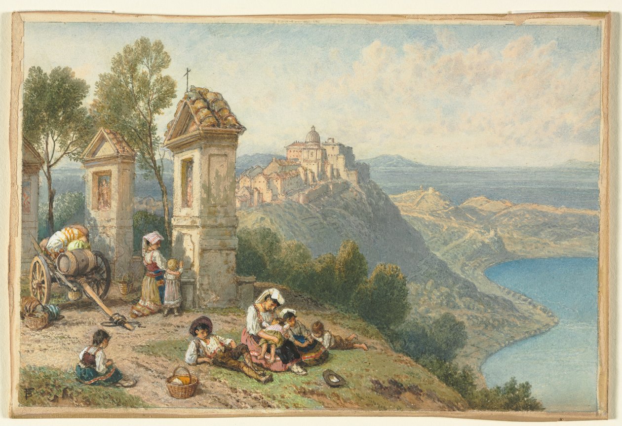 Uitzicht op Castel Gandolfo door Myles Birket Foster