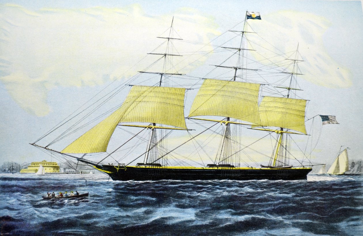 Illustratie van Currier & Ives 19e Eeuw. Clipperschip Nightingale door N. and Ives, J.M. Currier