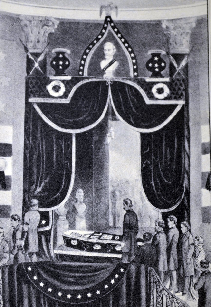 Illustratie van Currier & Ives 19e Eeuw. Het Lichaam van de Martelaar President, Abraham Lincoln door N. and Ives, J.M. Currier