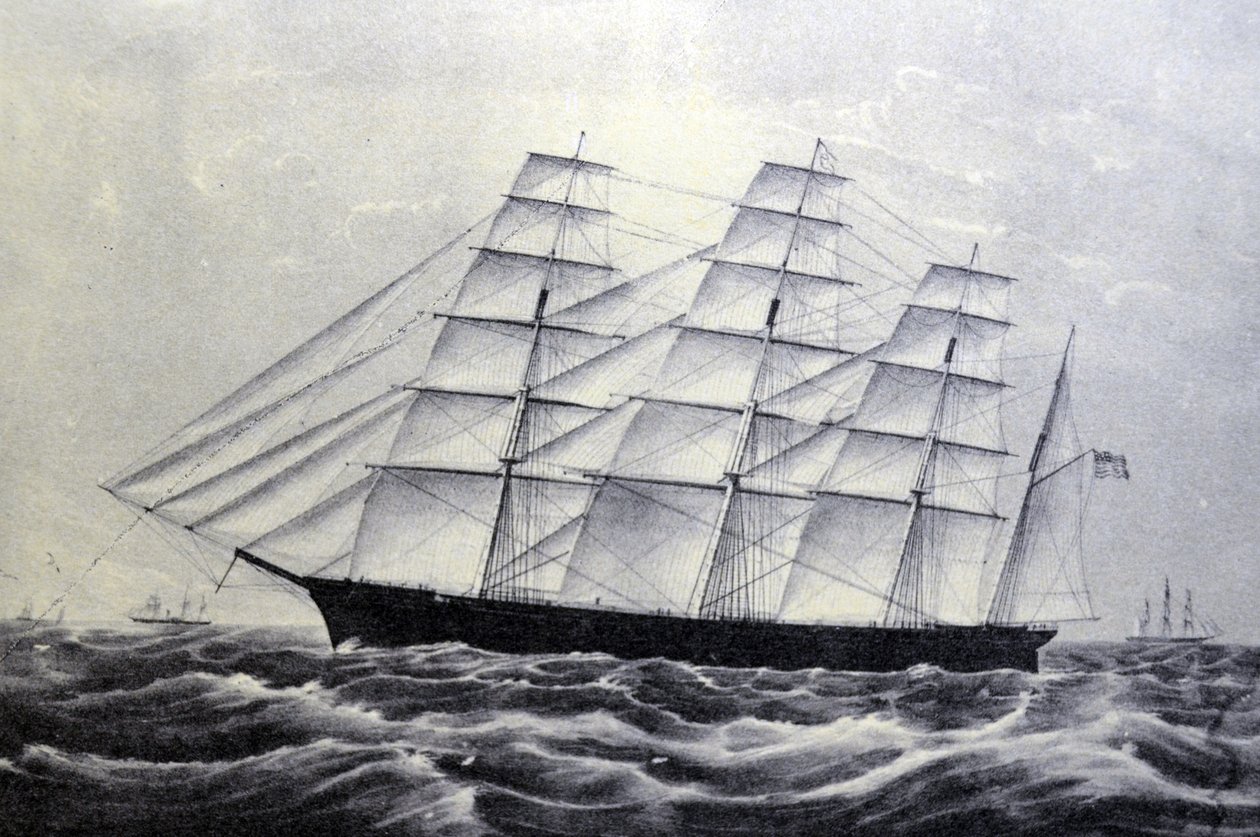 Illustratie van Currier & Ives 19e Eeuw. Het Clipperschip The Great Republic door N. and Ives, J.M. Currier