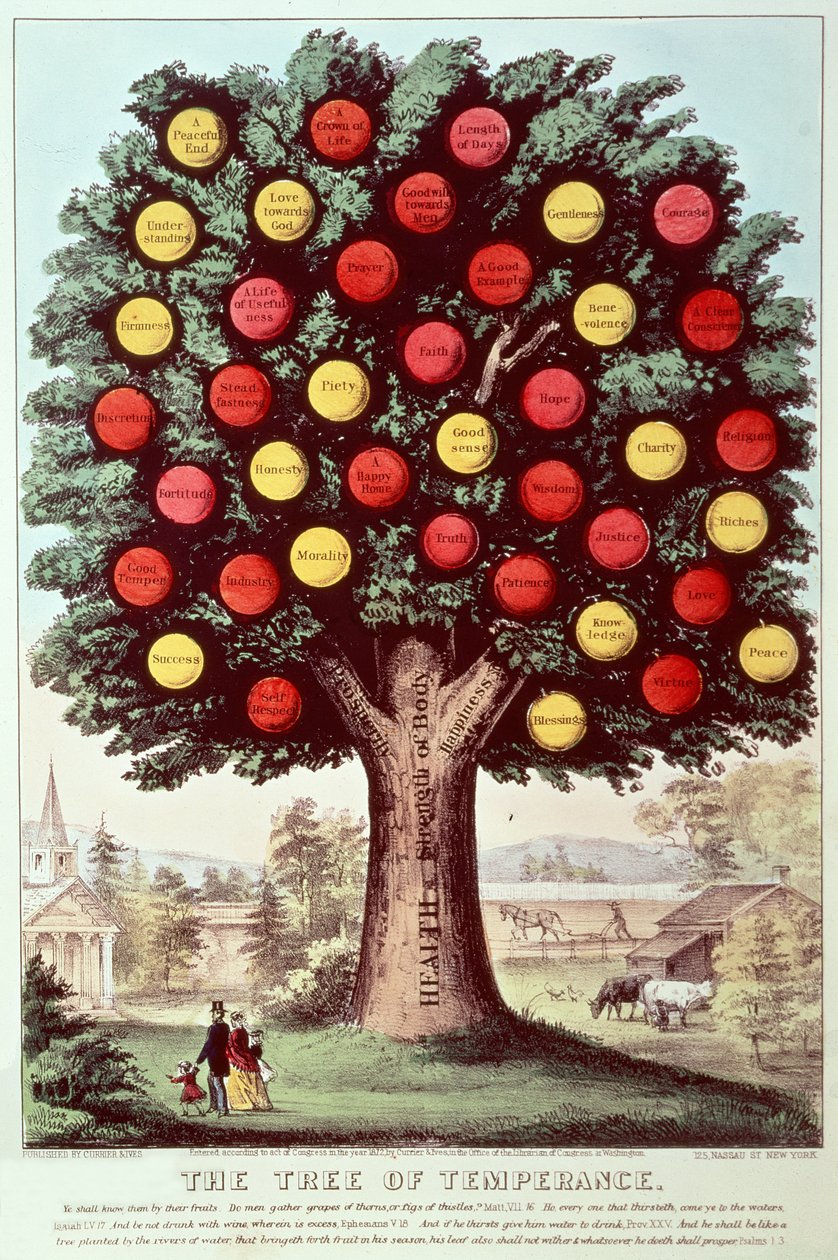 De boom van matigheid, 1872 door N. and Ives, J.M. Currier