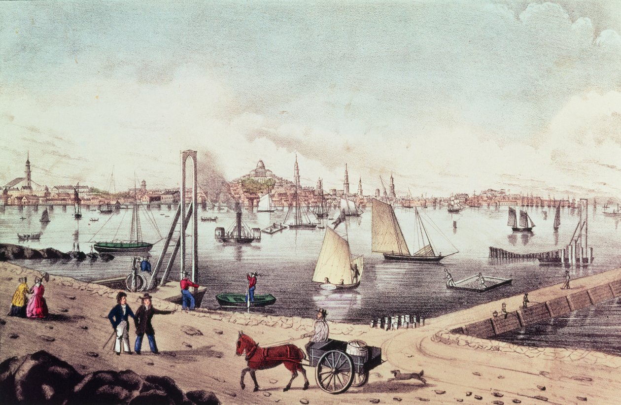 Uitzicht op Boston door N. and Ives, J.M. Currier