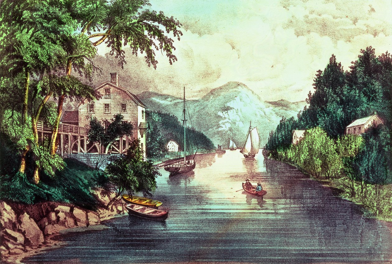 Uitzicht op Montgomery Creek door N. and Ives, J.M. Currier