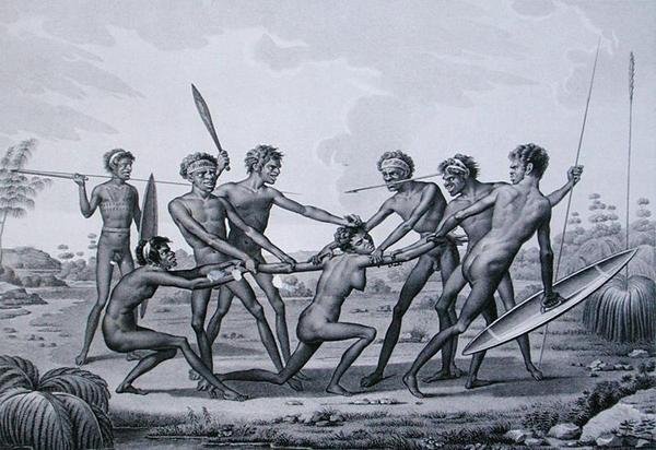 Port Jackson, Nieuw-Holland: Aboriginal Pre-Huwelijksceremonie, uit 