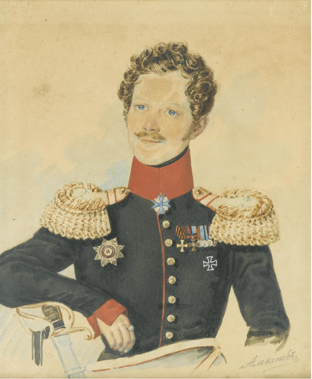 Portret van Yegor Fyodorovich Meiendorf 1794-1879 door N. M. Alexeyev