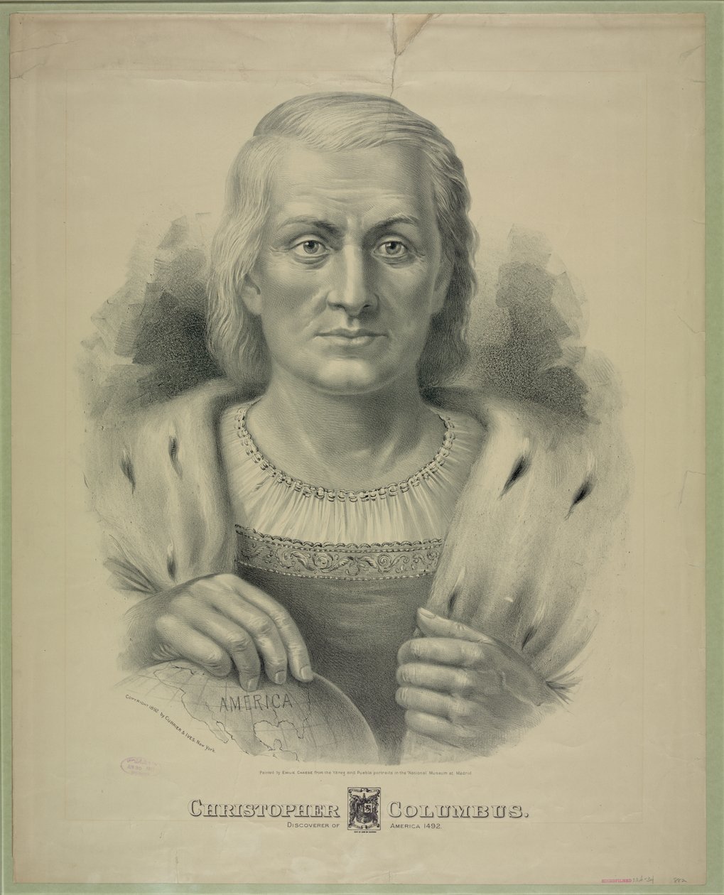 Portret van Christoffel Columbus (1451 - 1506) door Currier and Ives