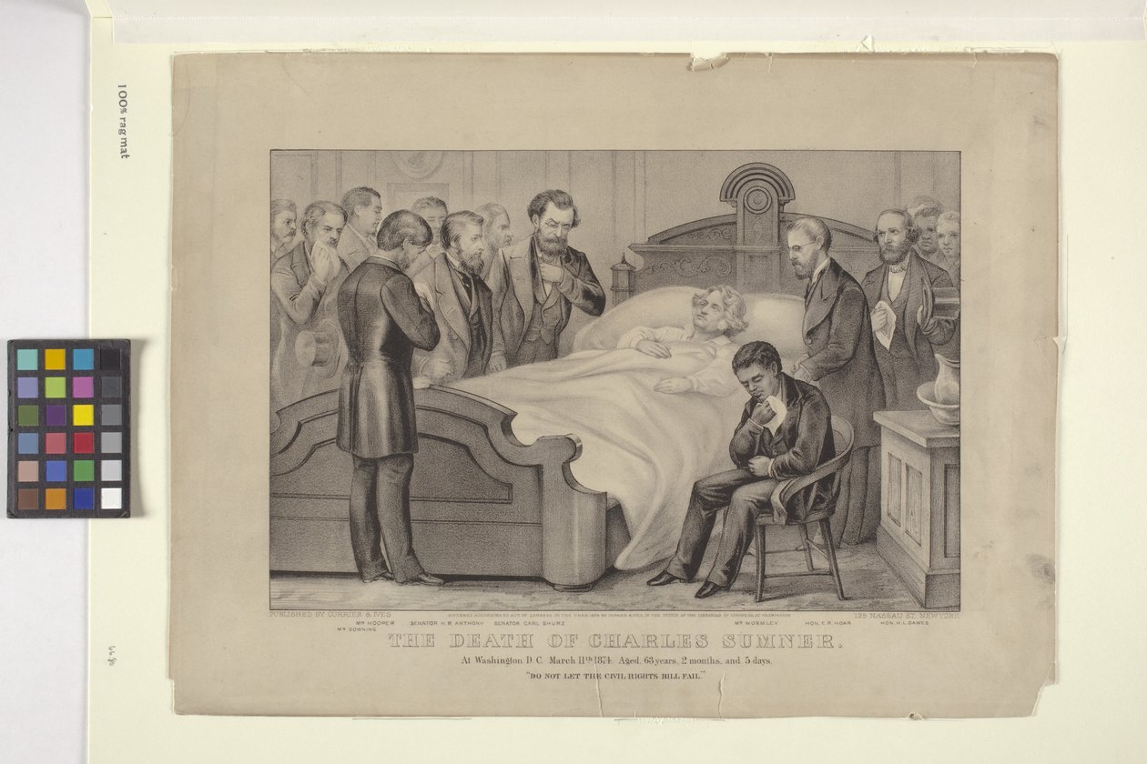De dood van Charles Sumner door N. and Ives J.M. (1824-95) Currier