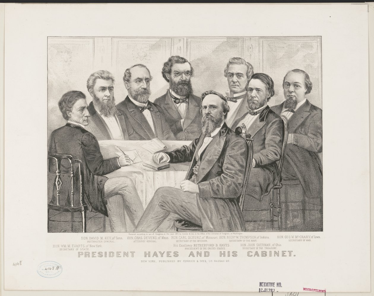 President Hayes en zijn kabinet, ca. 1877 door Currier and Ives