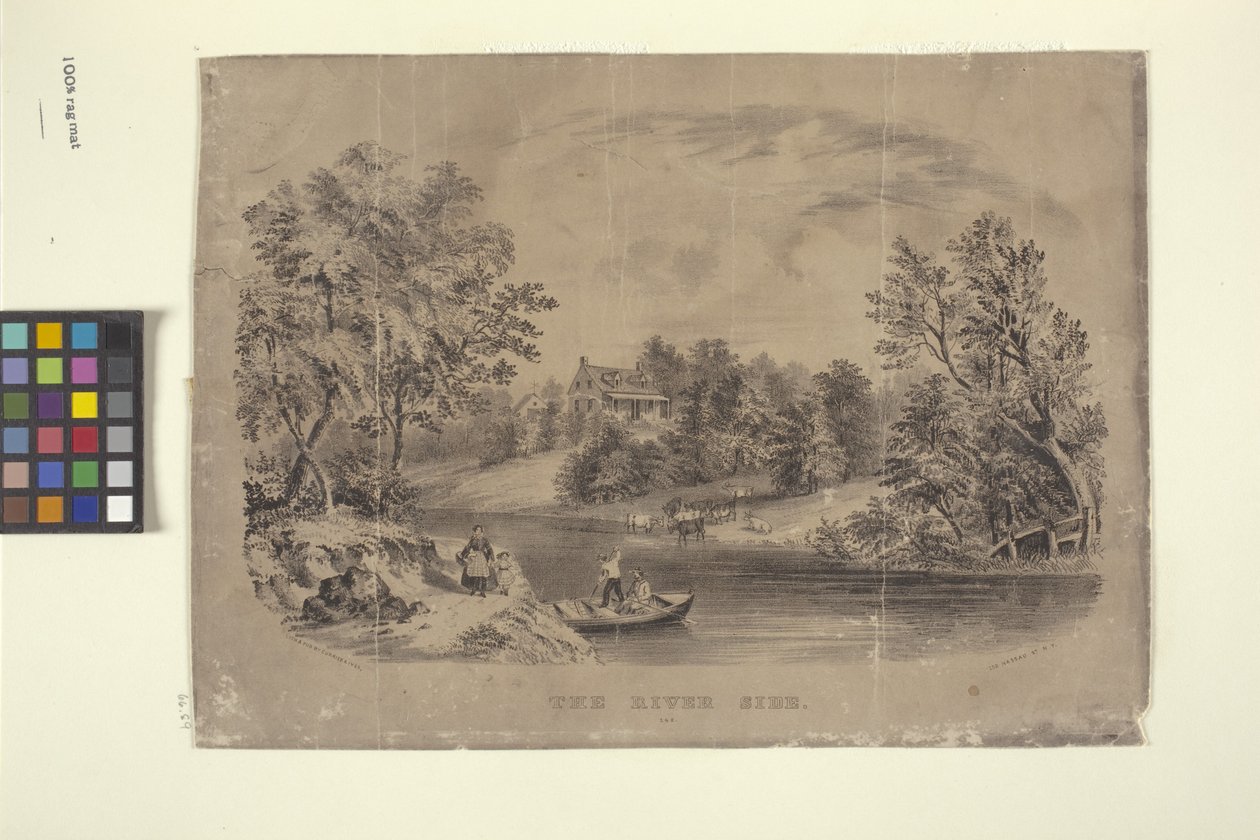 De rivieroever door N. and Ives J.M. (1824 95) Currier