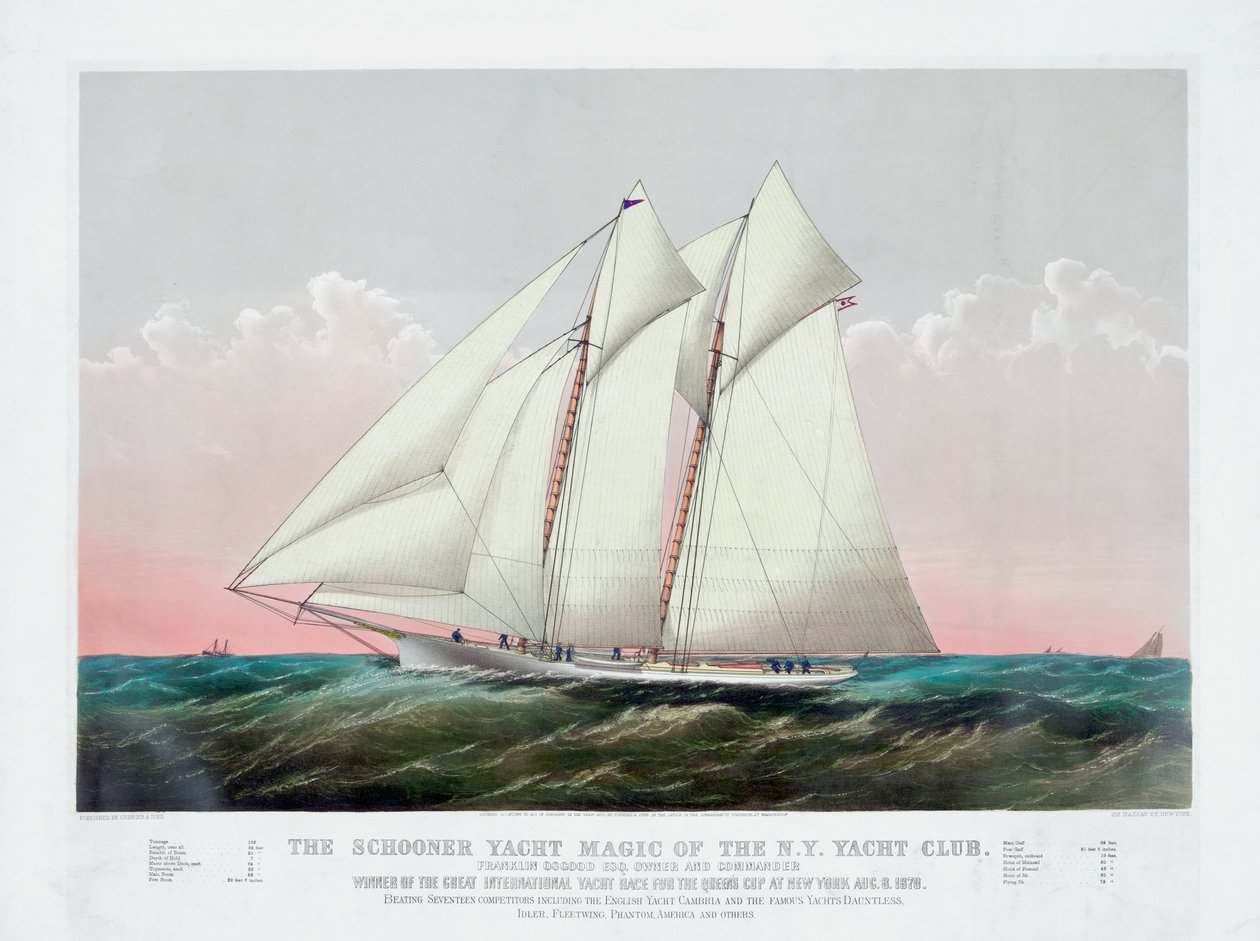 De Schoener Magic van de New York Yacht Club door Currier & Ives door Currier and Ives