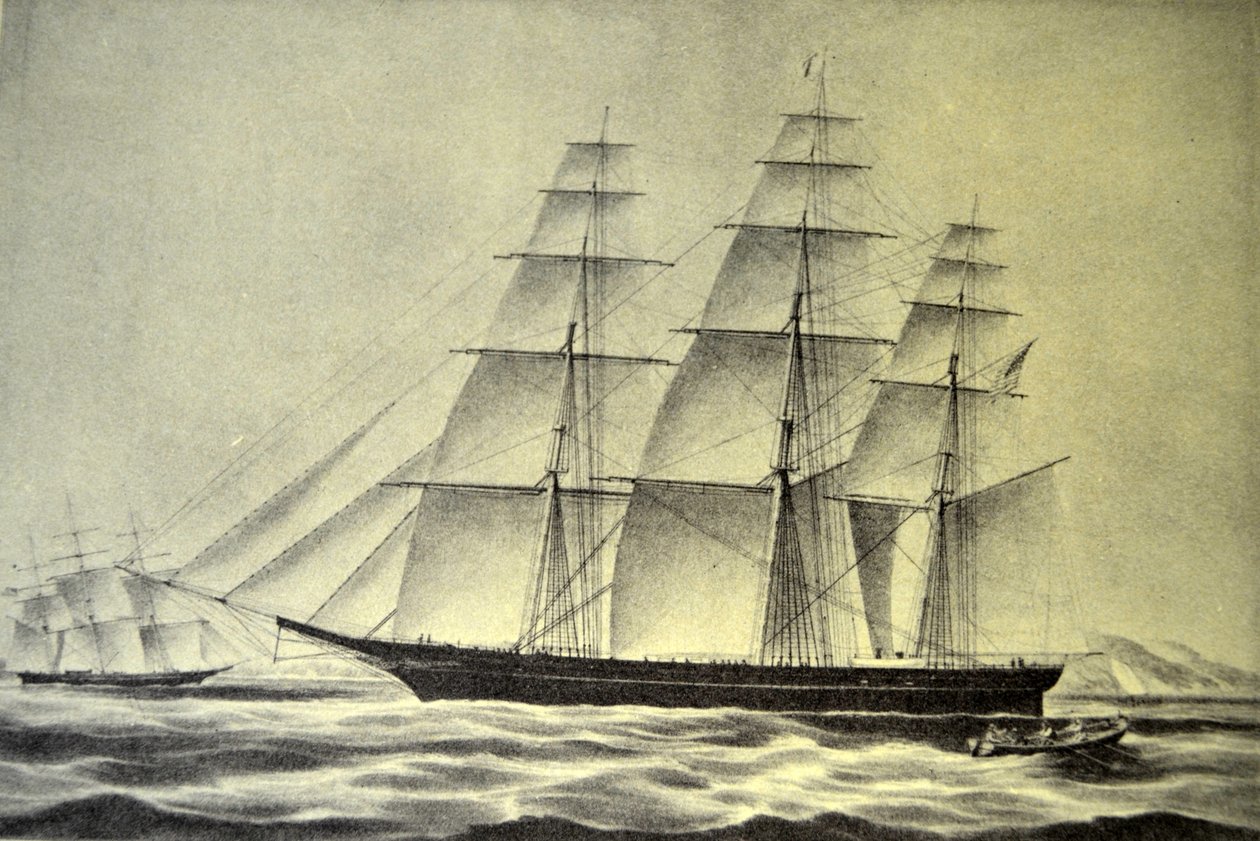 Illustratie van Currier & Ives 19e Eeuw. Het Clipperschip Hurricane door N. and Ives, J.M. Currier