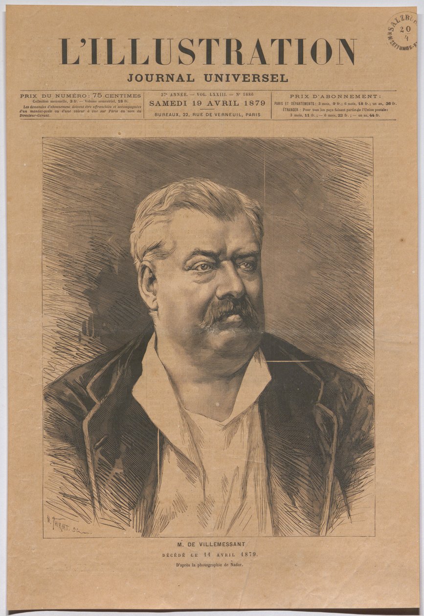 De heer de Villemessant, overleden op 11 april 1879. door Nadar