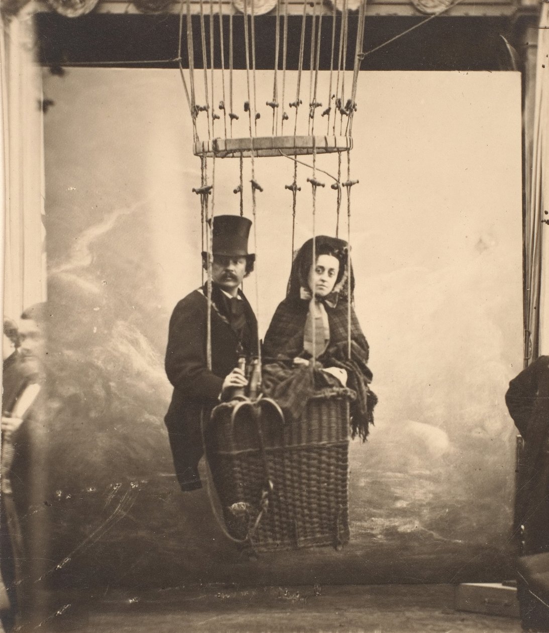 [Nadar met zijn vrouw, Ernestine, in een luchtballon], ca. 1865, gedrukt in de jaren 1890 door Nadar