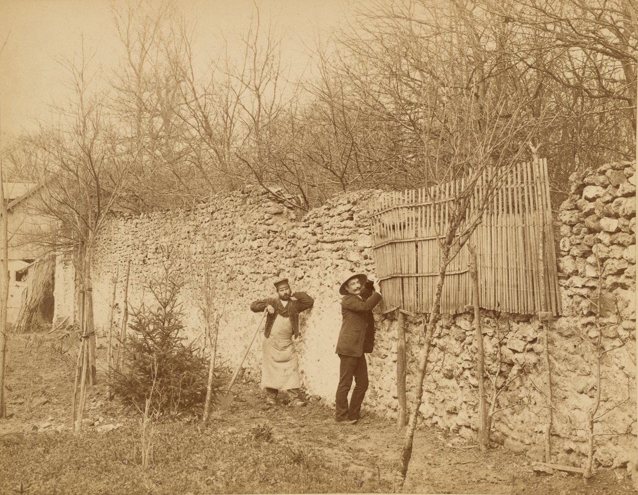 Ermitage de Sénart, een tuinman en Jules Belaube door Nadar [Gaspard Félix Tournachon]