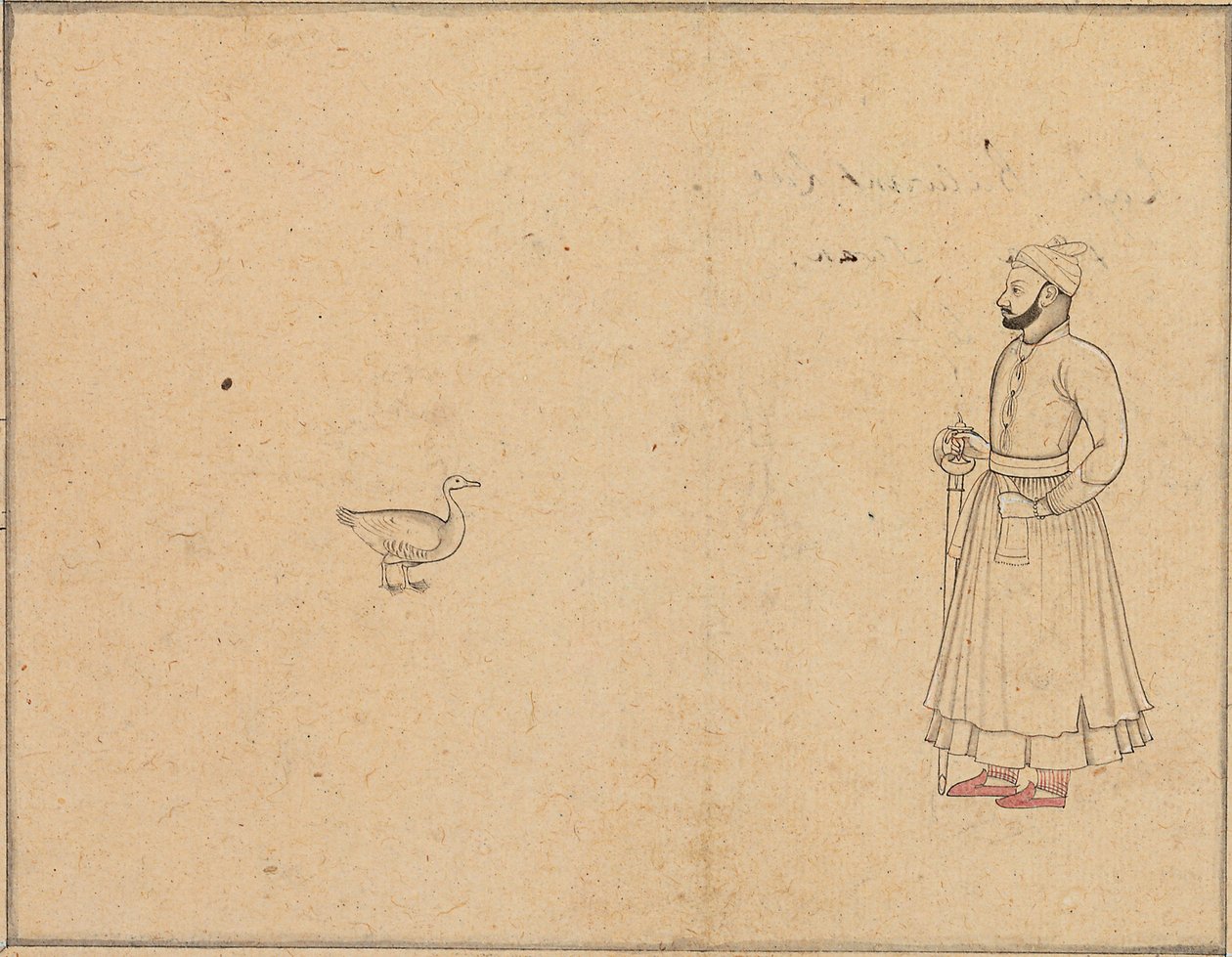 Raja Balwant Dev Singh en een zwaan, ca. 1750-55 door Nainsukh