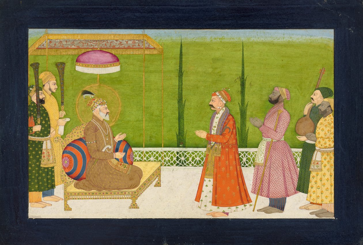 De dichter Sundar Das voor keizer Shah Jahan, folio uit een Sundar Shringar, ca. 1750-1760 door Nainsukh