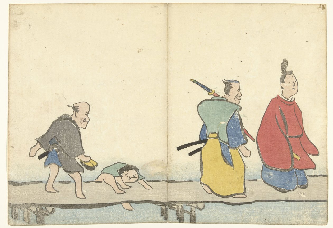 Edelmannen op een brug door Nakamura Hochu