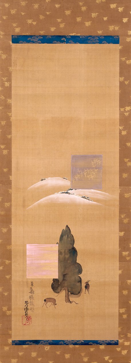 Acht Uitzichten Van Yamato: Sneeuw Op Mt. Mikasa, En Herten In Kasuga Veld door Nakamura Hochu