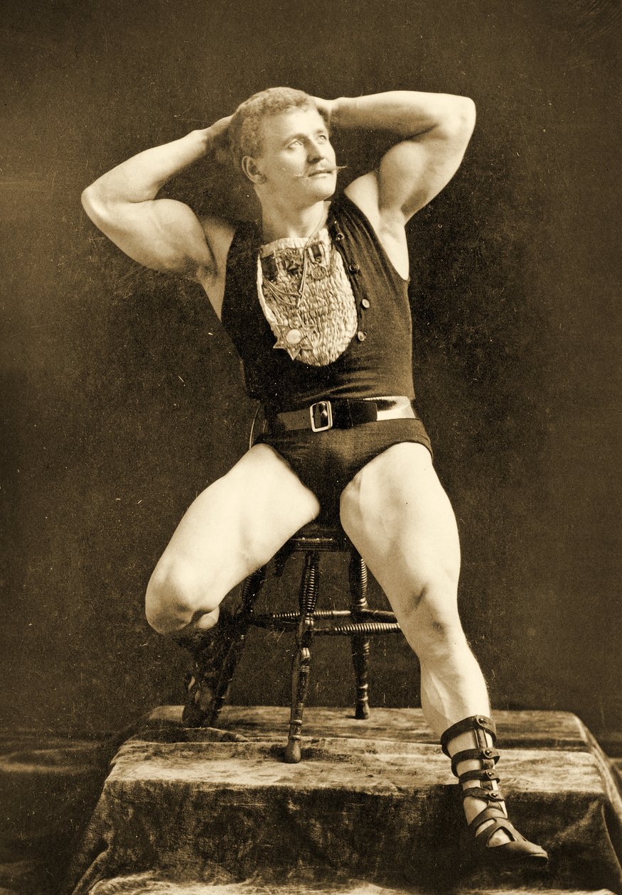 Eugen Sandow, in klassieke oude Grieks-Romeinse pose, ca. 1893 door Napoleon Sarony