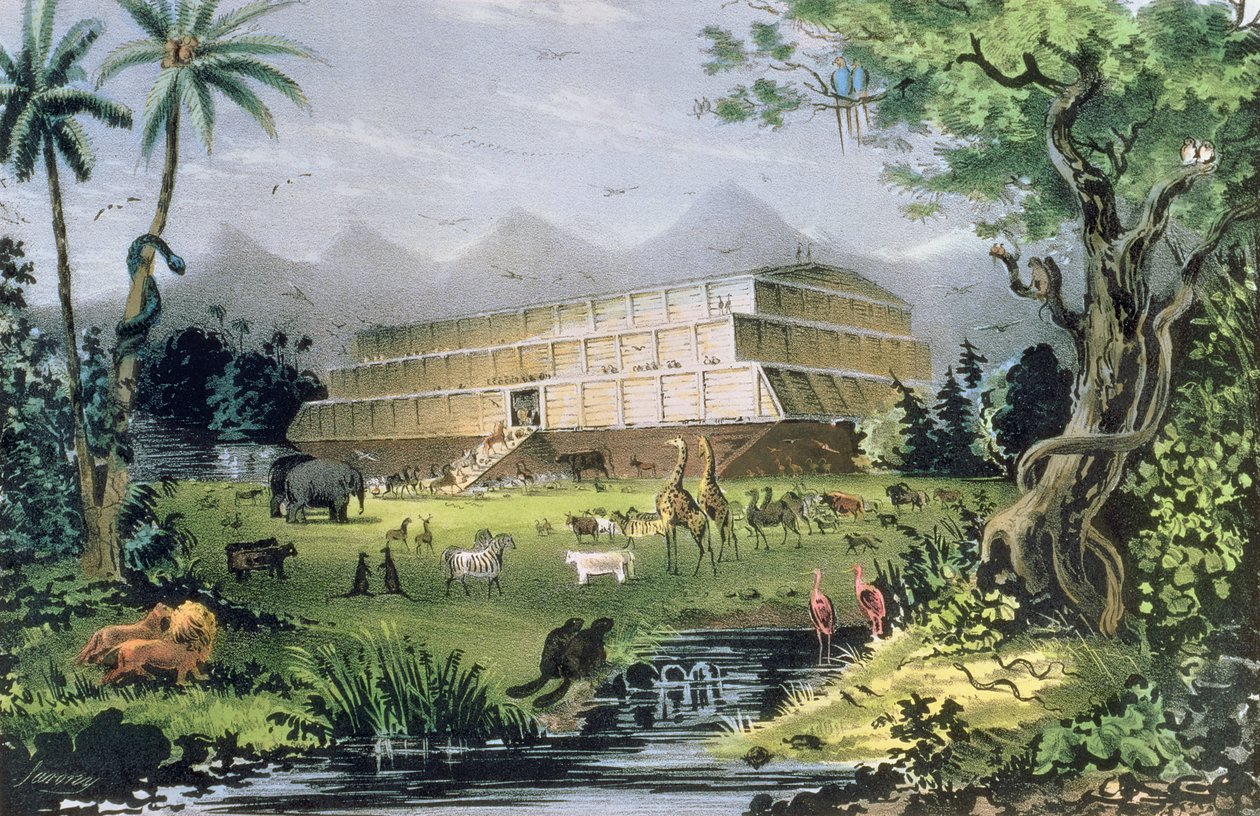 De Ark van Noach, uitgegeven door Currier en Ives, New York door Napoleon Sarony