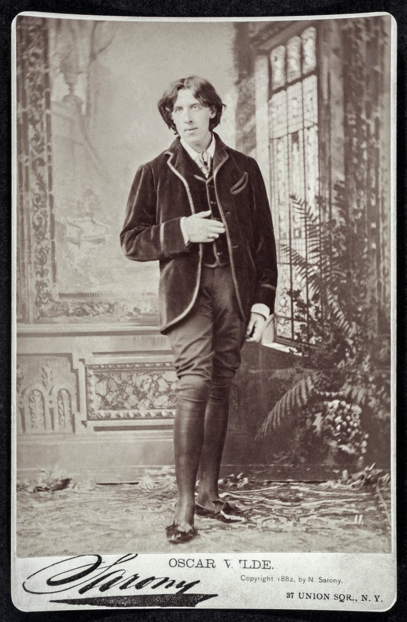 Oscar Wilde in Amerika in 1882 (prent) door Napoleon (after) Sarony