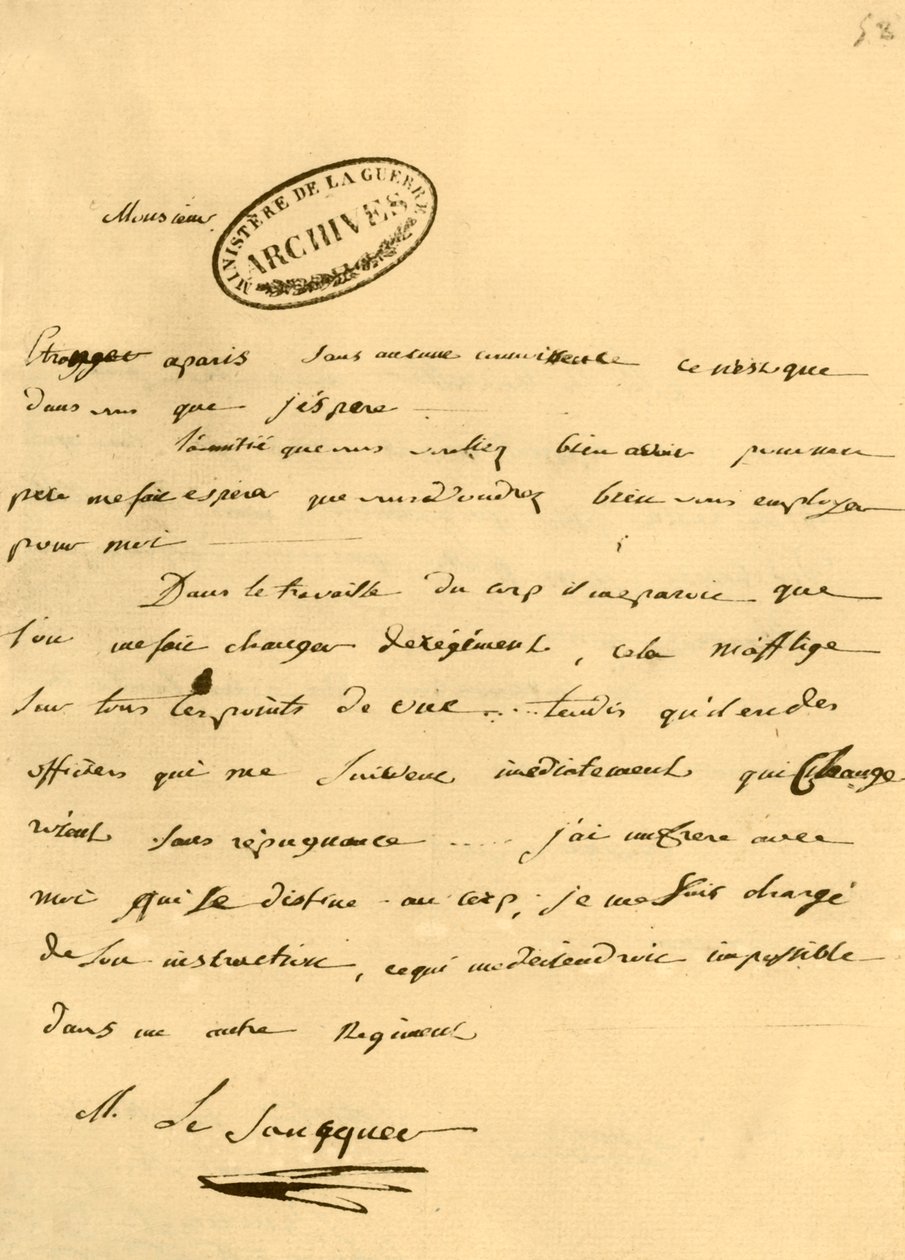 Brief van Napoleon aan Le Saucquer, oorlogsklerk, 3 juni 1791, 1921 door Napoleon Bonaparte I