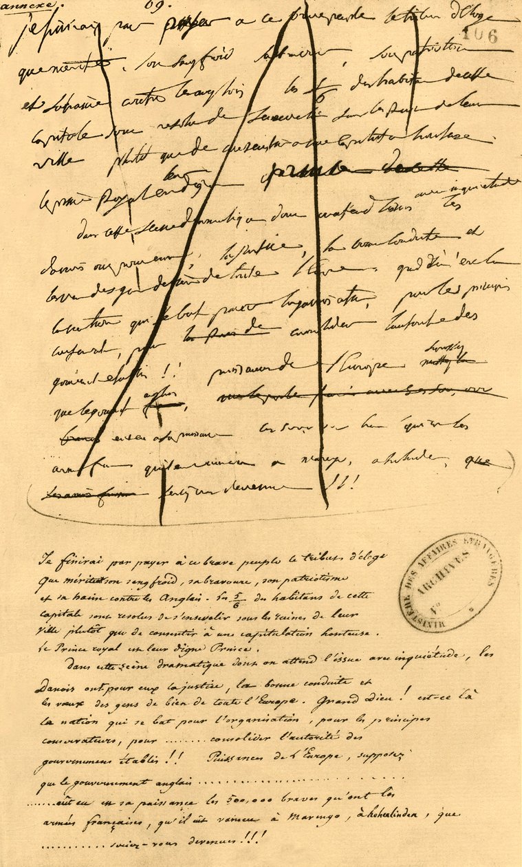 Ruwe Schets van Tekst voor Opname in Le Moniteur Universel door Napoleon Bonaparte I