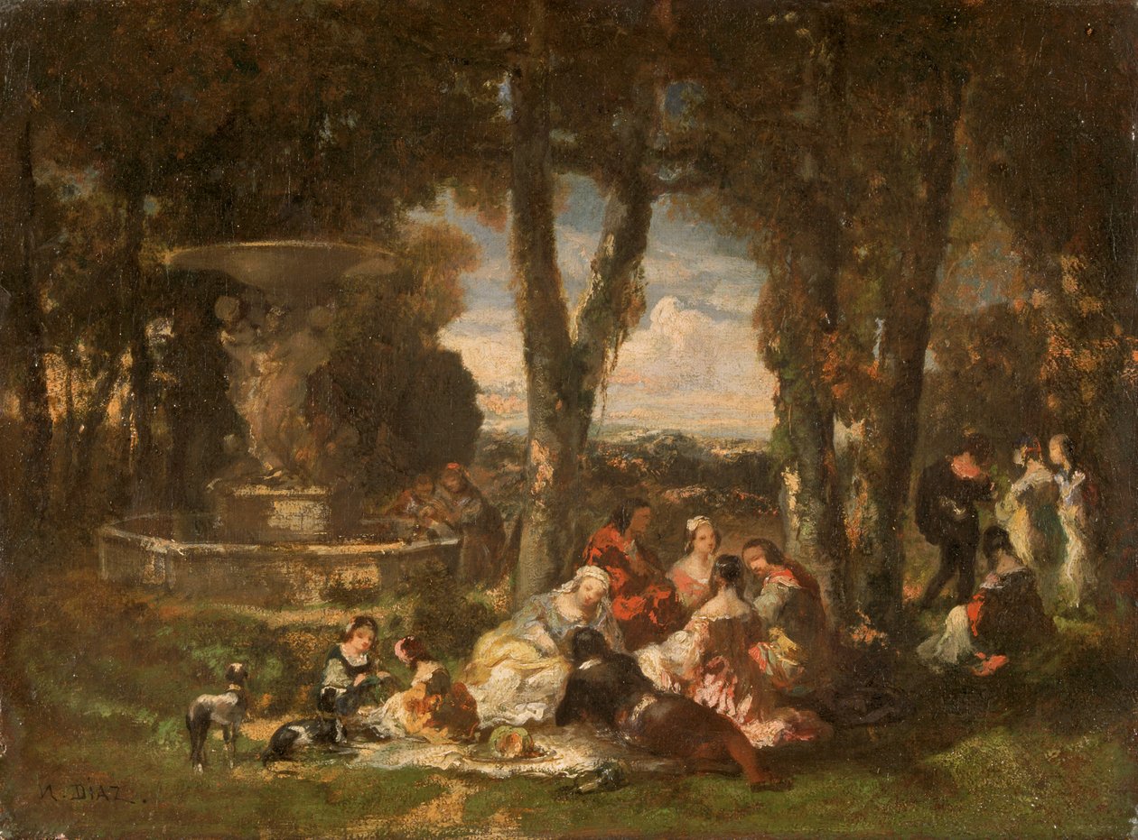 Fete Champetre, 19e eeuw door Narcisse Virgile Diaz de la Peña