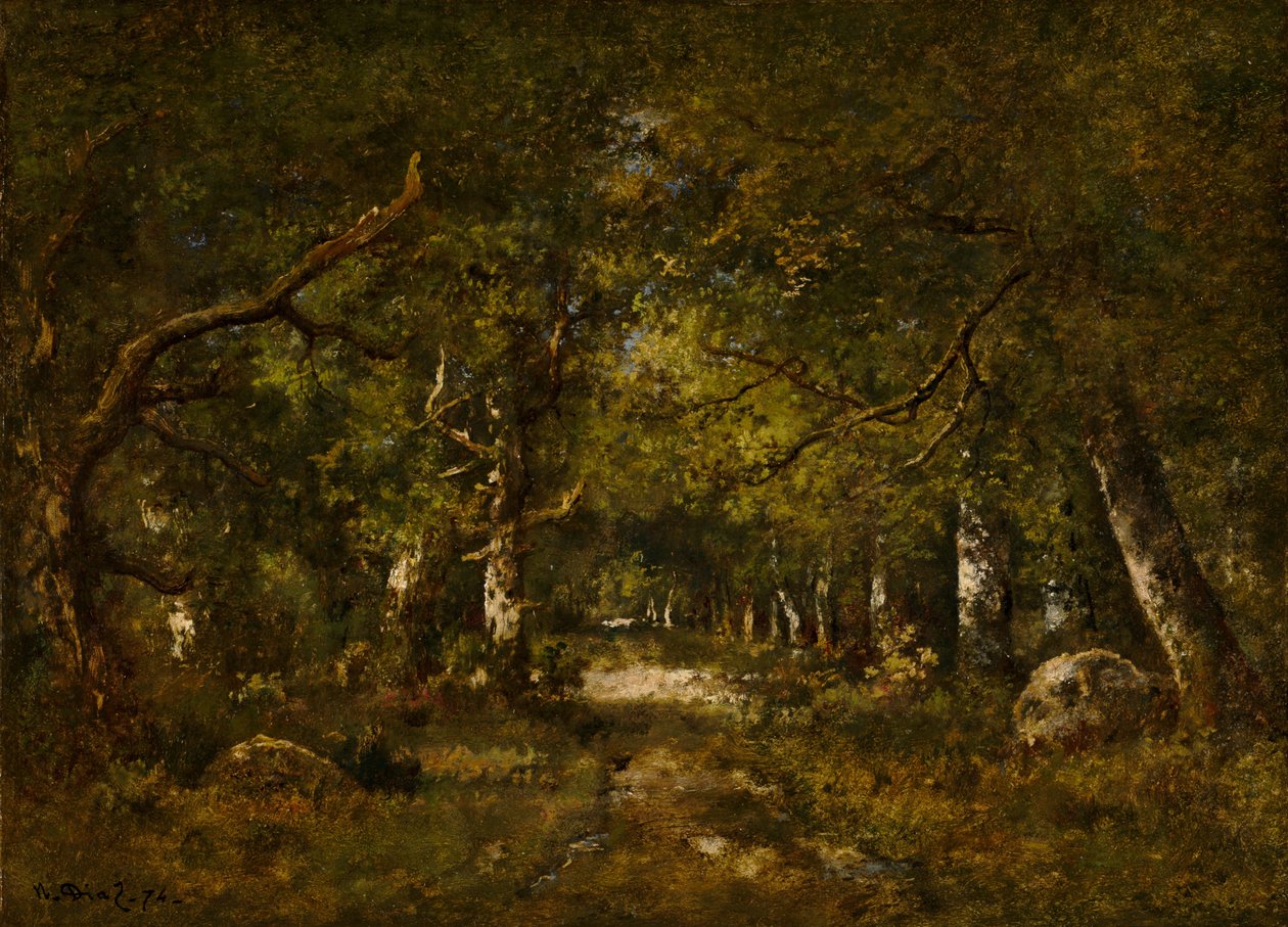 Bos scène, 1874 door Narcisse Virgile Diaz de la Peña