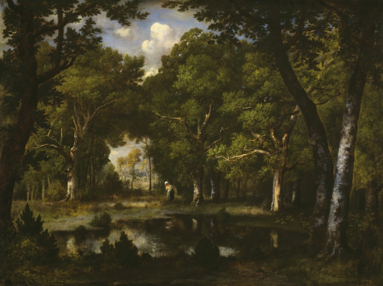 Vijver in het bos door Narcisse Virgile Diaz de la Peña
