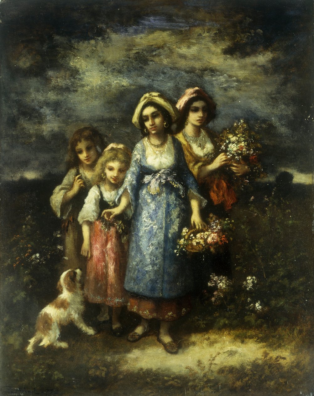 De bloemenplukkers door Narcisse Virgile Diaz de la Peña