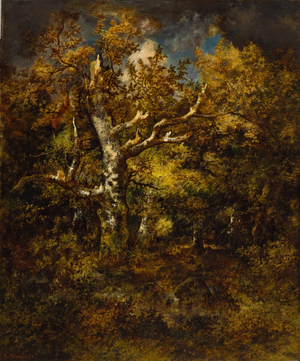 Bos van Fontainebleau, herfst door Narcisse Virgile Diaz de la Peña