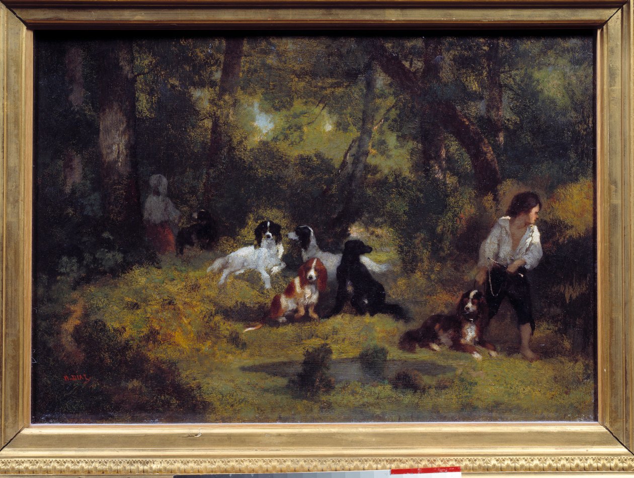 De hondenknecht. door Narcisse Virgile Diaz de la Peña