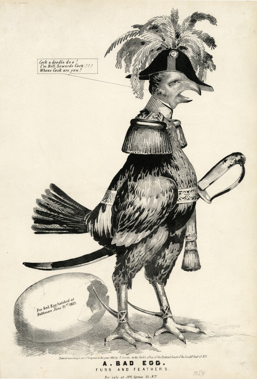 Een Slecht Ei, Fuss en Feathers, 1852 door Nathaniel Currier