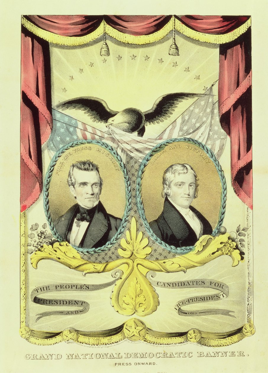 Grand National Democratic Campaign Poster, 1844 door Nathaniel Currier