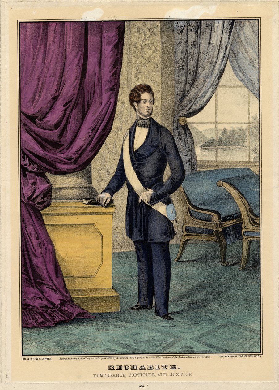 Rechabiet: Matigheid, Standvastigheid en Rechtvaardigheid, 1849 door Nathaniel Currier