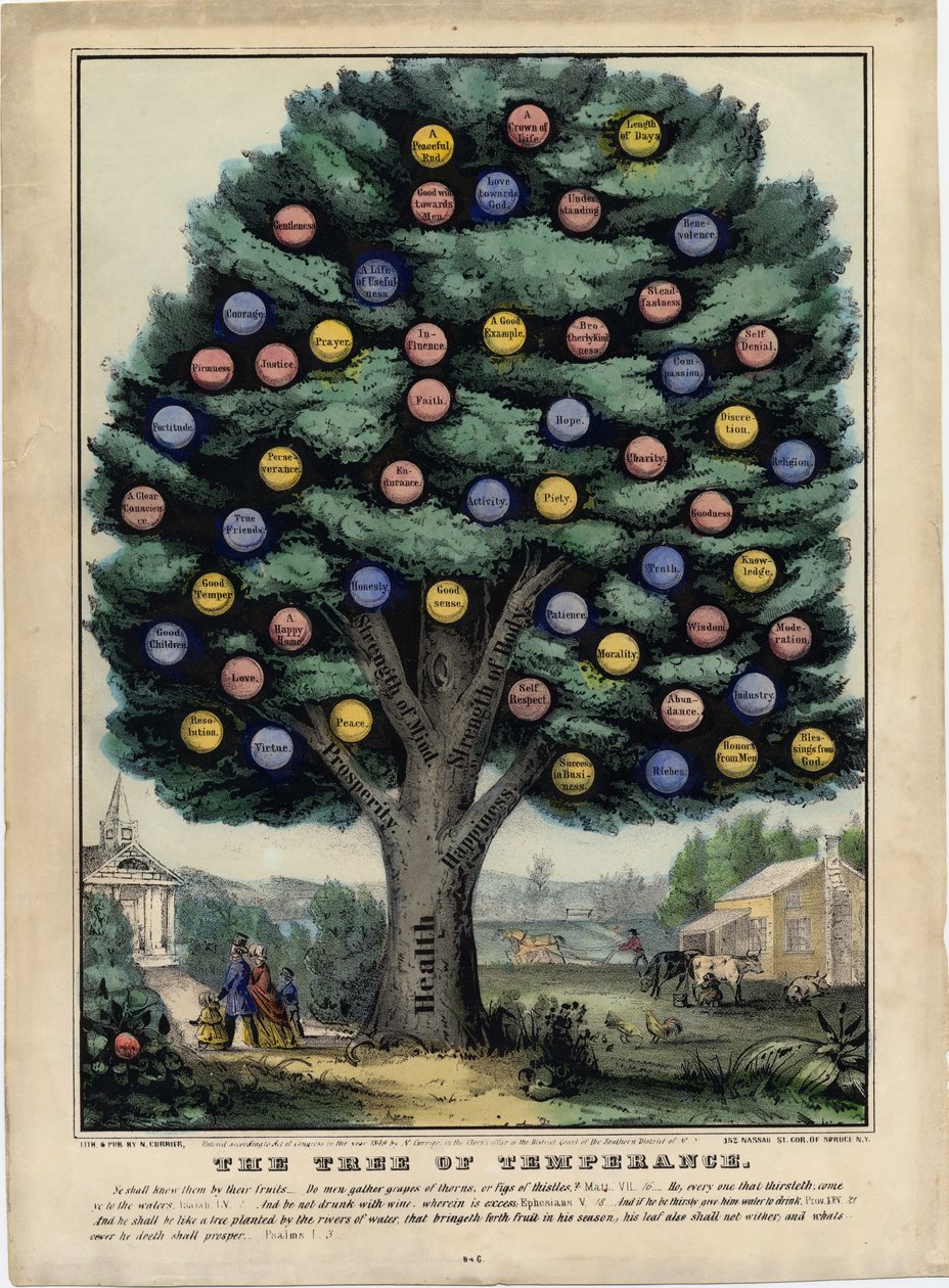 De boom van matigheid, uitgegeven door N. Currier, New York, 1849 door Nathaniel Currier