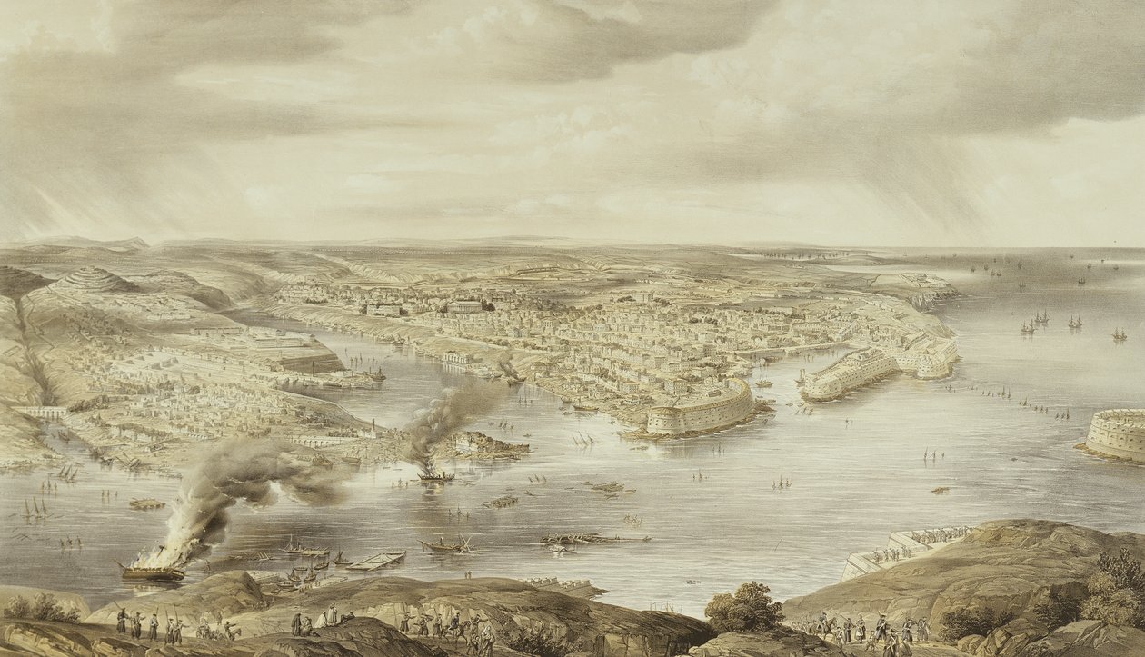 De bloedbevlekte ruïnes van Sebastopol, 10 september 1855, gegraveerd door Day und Son, gepubliceerd 1857 door Nathaniel Whittock